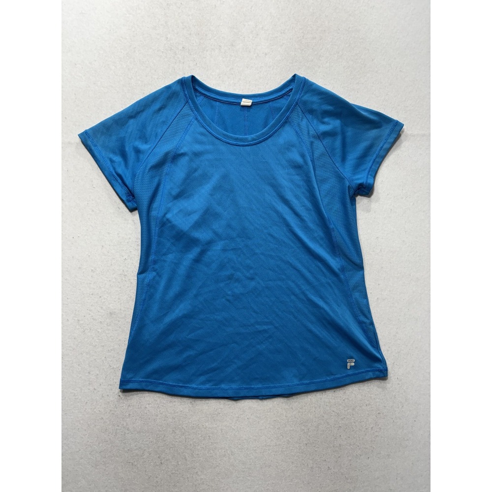 Fila Sport Shirt Womens Medium Blue Scoop Neck Short Sleeve Athletic Top Running